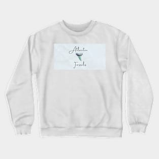 Black Calligraphy Nautical Light Blue Atlantic Fossils Shark Tooth Print Crewneck Sweatshirt